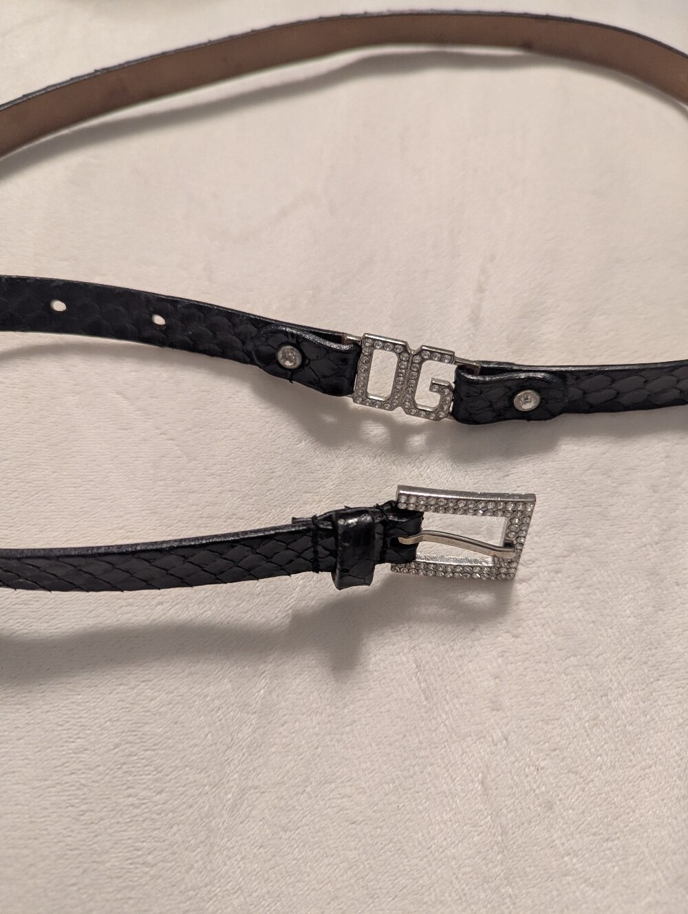 Dolce & Gabbana Sequin Snake top Logo Buckle Belt